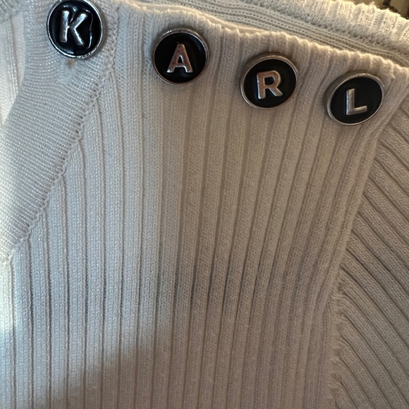 Karl Lagerfeld Paris Striped Knit Dress  French Chic Ribbed Dress - Picture 7 of 7